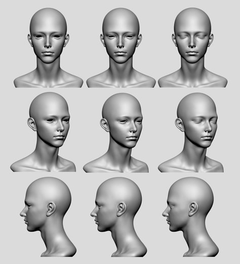 ArtStation - BJD doll head - Leo, Nayoun Keara Kim Head 3d Reference, Head Model Drawing, Bjd Head Sculpt, Face Reference 3/4, Woman Head Reference, Head Reference Female, 3d Head Reference, Head Model Reference, Female Head Reference