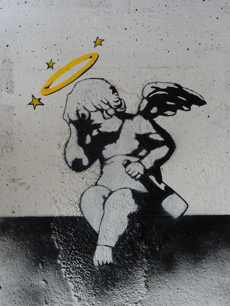 Stupid Cupid Banksy Art Graffiti, Banksy Artwork, Art Amour, Street Art Banksy, Art Japan, Arte Punk, Art Angel, Banksy Graffiti, Banksy Art