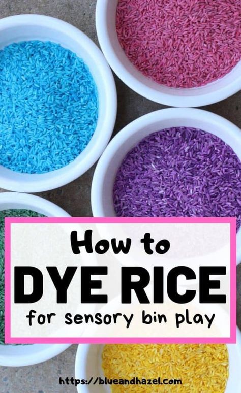 Food Coloring Crafts, Dye Rice, Sensory Bin Play, Alcohol Food, Rainbow Rice, Sensory Crafts, Colored Rice, Sensory Activity, Sensory Boxes