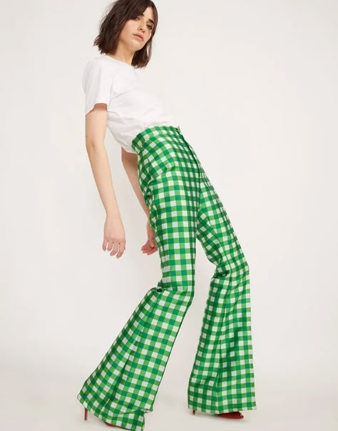 Cynthia Rowley Davis Gingham Pant Gingham Pants Outfit, High Fashion Poses, Check Please, Gingham Fashion, Gingham Pants, Fashion Photography Poses, High Waisted Flares, Cynthia Rowley, Instagram Foto