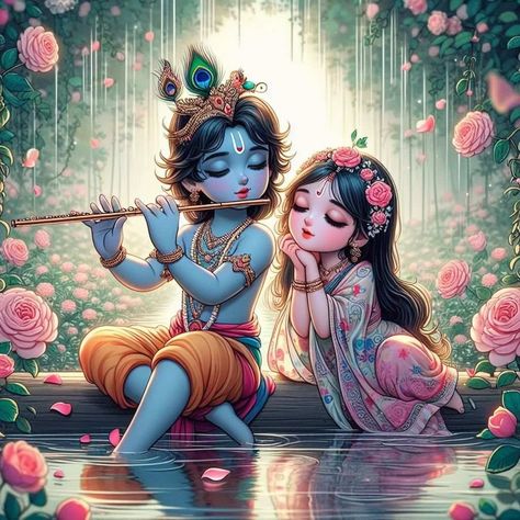 Radha Krishna Art Beautiful, Little Kanha Ji Images, Radhe Krishna Wallpapers, Krishna Drawing, Karakter Disney, Little Krishna, Peace Illustration, Radha Krishna Wallpaper, Image 3d