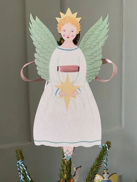 Wooden CHRISTMAS ANGEL Tree Topper by Elizabeth Harbour - Etsy Wooden Angel Tree Topper, Elizabeth Harbour, Angel Faces, Christmas Angel Tree Topper, Christmas Tree Angel, Wooden Angel, Angel Tree Topper, Wooden Decoration, Angel Tree