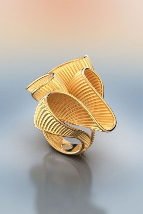 Big Gold Rings, Innovative Jewellery, Freeform Ring, Bold Rings, Chunky Ring, Gold Ring Designs, Printed Jewelry, Solid Gold Ring, Chunky Rings