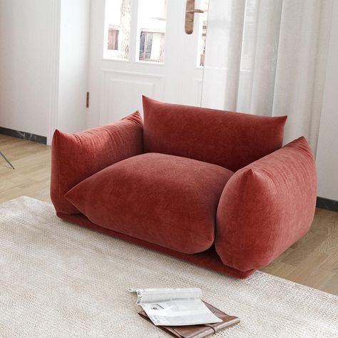 PRICES MAY VARY. ⛅[Impressive Style] High-level chenille upholstery with distinguished fluffy texture grants skin-friendly and comfortable experience. This red sofa chair, as round and plump in appearance as a big cake, make an ideal addition to your living room, bedroom, guest room, lounge home, extra room, etc. ⛅[Extra Comfort] Made of high-quality chenille, the couch is wear-resistant, wrinkle resistant, hard to deform, and as new as new after long use. Built in high resilience sponge for mod Small Spaces Living Room, Plush Sofa, Small Space Living Room, Comfy Sofa, Apartment Decor Inspiration, Design Visual, Couches Living Room, Garden Cottage, Dream House Decor