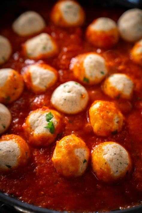 Ricotta Balls | 12 Tomatoes Ricotta Meatballs Vegetarian, Ricotta Balls In Tomato Sauce, Ricotta Balls Recipe, Ricotta Balls, Tomato And Ricotta, Pasta Queen, Ricotta Meatballs, Fried Meatballs, Sun Dried Tomato Sauce