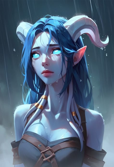 In the rain Wow Draenei, Wow Elf, Character Portrait, Character Ideas, Fantasy Artwork, World Of Warcraft, Character Portraits, In The Rain, Character Design Inspiration