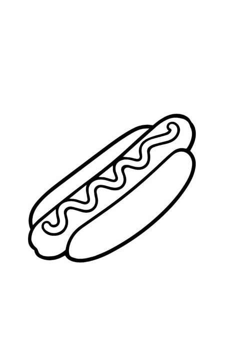 Unleash your creativity! Click the link above to find a collection of inspiring coloring pages and start coloring today! 🤫💗 Hot Dog Drawing Easy, Cute Easy Coloring Pages, Hot Dog Drawing, Simple Colouring Pages, Hot Dog Illustration, Dog Drawing Simple, Bubble Drawing, Dog Outline, Food Coloring Pages