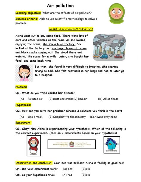 Air Pollution Worksheet, Pollution Activities Worksheets, Business Proposal Outline, Pollution Activities, Pencemaran Udara, Lesson Plan Pdf, 3rd Grade Writing, Social Studies Elementary, Reading Comprehension Passages