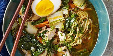 Healthy Ramen Recipes, Chicken Ramen Noodle Recipes, Healthy Ramen, Asian Bowls, Soy Eggs, Chicken Protein, Chicken Ramen, Homemade Ramen, Ramen Noodle Recipes