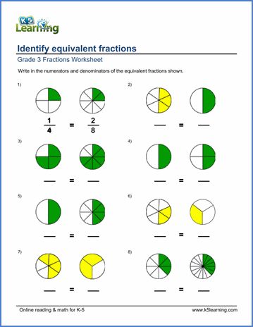 Grade 3 Fractions & decimals Worksheet identifying equivalent fractions using pie charts Easy Fraction Worksheets, Fractions Worksheets Grade 3, Fraction Worksheet For Grade 3, Fraction Worksheets 2nd, Fractions Worksheets Grade 5, Simplifying Fractions Worksheet, Free Fraction Worksheets, Equivalent Fractions Activities, Proper Fractions