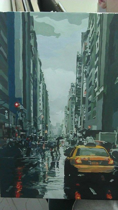 City gouache autor: Victor Spinu Gouache Urban Painting, City Gouache Painting, Acrylic Cityscape Painting, Gouache Cityscape, Gouache Scenery, Cityscape Drawing, City Artwork, Urban Painting, Dream Painting