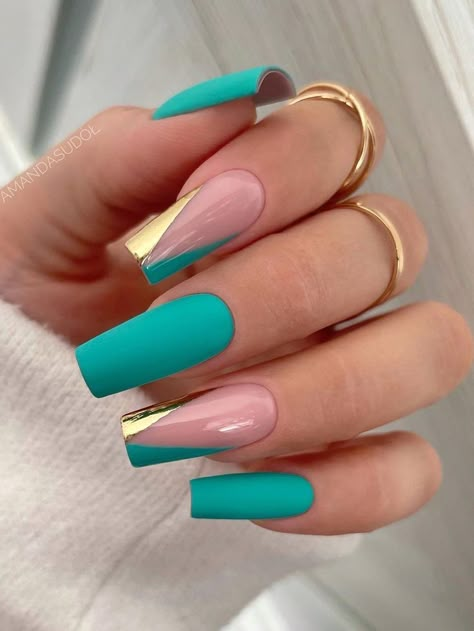 Turquoise & Teal Nails Teal Acrylic Nails, Turquoise Nail Designs, Teal Nail Designs, Teal Nails, Turquoise Nails, Heart Nails, Chic Nails, Dope Nails, Best Acrylic Nails