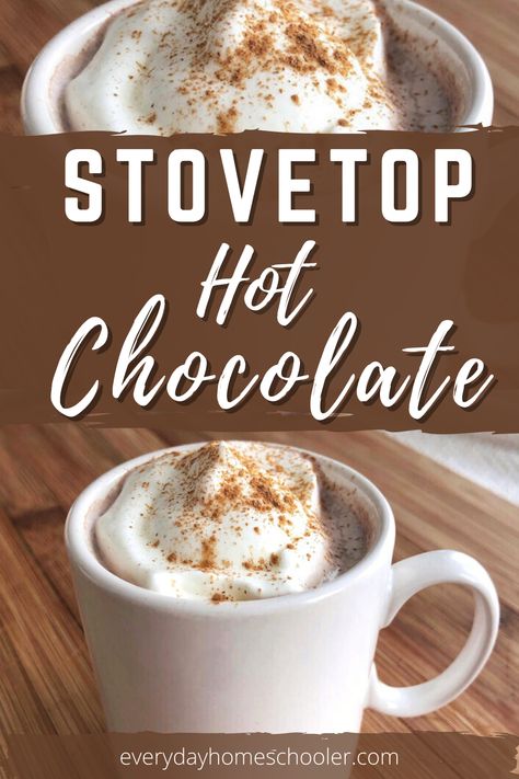 Dutch Oven Hot Chocolate, Stovetop Hot Cocoa, Stove Top Hot Cocoa, Hot Chocolate On The Stove, Stove Hot Chocolate, Stove Top Hot Chocolate Easy, Hot Cocoa Recipe Stovetop, Homemade Hot Chocolate On The Stove, Hot Chocolate Stovetop