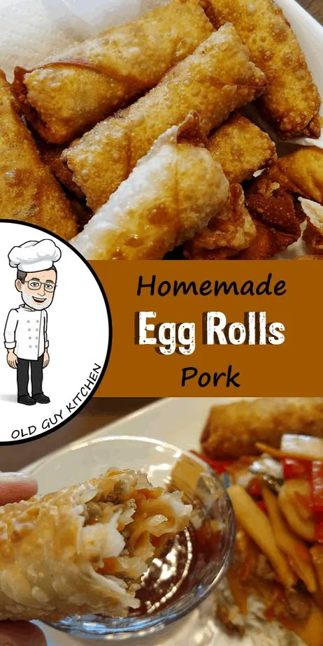 Pork Egg Rolls – Old Guy In The Kitchen Best Chinese Egg Roll Recipe, Eggrolls Recipe Easy Pork, Pork Egg Roll Recipes Easy, Eggs Rolls, Pork Egg Roll Recipes, Chinese Egg Rolls, Egg Rolls Recipe, Homemade Egg Rolls, Pork Egg Rolls