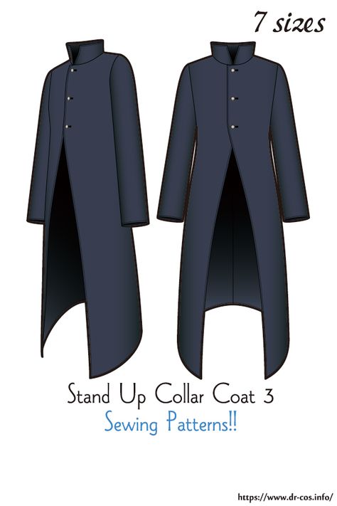 This is the pattern of Stand up Collar Coat 3. cm size(A4 size) Children-140/Ladies'-S,M,L,LL/Men's-L,LL At present, only Japanese. Mens Sewing Patterns Free, Mens Coat Pattern, Military Long Coat, Sewing Patterns Free Beginner, Cape Pattern Sewing, Coat Sewing Pattern, Sewing Men, Mens Sewing Patterns, Coat Pattern Sewing