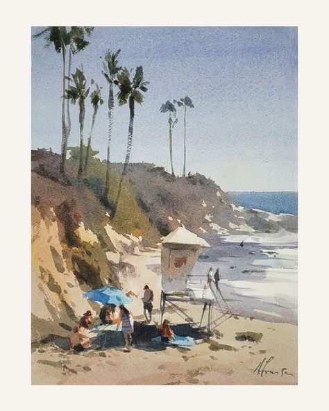 Andy Evansen ·     'No Lifeguard On Duty', watercolor. Demonstration David Cheifetz, Albert Handell, Colley Whisson, Andy Evansen, Peisaj Abstract, Night Scenes, Heron Art, Reflection Painting, Watercolour Landscape