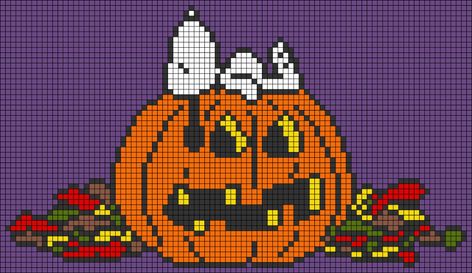 Snoopy Alpha Pattern, Tapestry Ideas, Pumpkin Cross Stitch, Snoopy Halloween, Crochet Humor, Pixel Crochet, Halloween Cross Stitches, Tapestry Crochet Patterns, Disney Cross Stitch