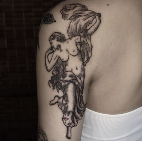 Aphrodite Tattoo Traditional, Fruit Bat Tattoo, Bw Tattoo, Aphrodite Tattoo, First Tattoo Ideas, Dna Tattoo, Woodcut Tattoo, Engraving Tattoo, Chocolate Logo