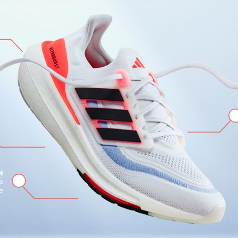 These running shoes have a flexible and supportive build to take on the most demanding runs. They're made with BOOST Light, our lightest BOOST ever — more than 10% lighter — with even more energy return and cushioning. The foot-hugging adidas PRIMEKNIT+ upper is forged for incredible support. Light Running Shoes, Adidas Primeknit, Sneakers Adidas, More Energy, Ultra Boost, Road Running, Running Shoe, Adidas Men, Adidas Sneakers