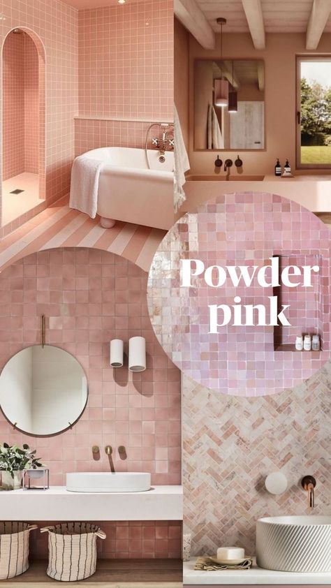 Powder pink inspirations for designed bathrooms Pink Inspiration, Pink Bathroom, Powder Pink, Bathrooms, Pink, Design