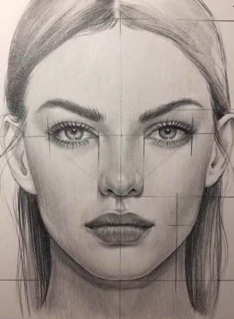 Portrait Drawing Pencil Faces, Portrait Art Pencil Faces, Portrait Sketches Realistic, Face Structure Drawing, Drawing Realistic Faces, Face Portrait Drawing, Realistic Face Drawing, Draw A Face, Face Proportions