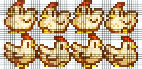 Stardew Valley Chicken Cross Stitch, Stardew Valley Chicken Pixel Art, Stardew Pixel Art Grid, Stardew Cross Stitch Pattern, Stardew Pixel Art, Stardew Valley Alpha Pattern, Stardew Valley Cross Stitch Pattern, Stardew Valley Pixel Art Grid, Stardew Valley Pattern