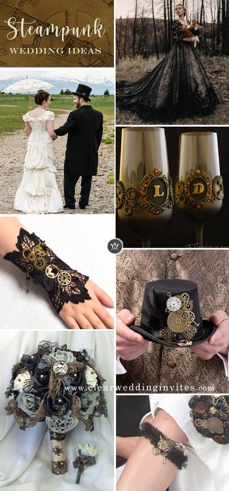 Get Inspired by Original Victorian Steampunk Weddings – Clear Wedding Invites Victorian Steampunk Wedding Dress, Steampunk Wedding Suit, Steampunk Wedding Ideas, Steam Punk Wedding, Steampunk Wedding Centerpieces, Steam Punk Wedding Ideas, Steampunk Centerpiece, Steampunk Wedding Bouquet, Victorian Steampunk Wedding Decor