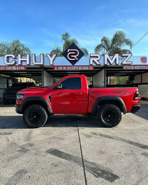 Someone Turned A Ram 1500 TRX Into The Shortest And Most Badass Single-Cab Truck Ever | Carscoops Ram Runner, Ram Trucks 1500, Ram Trx, Single Cab Trucks, Truck Photos, Muscle Truck, Fixed Matches, Challenger Srt Hellcat, Dodge Challenger Srt Hellcat