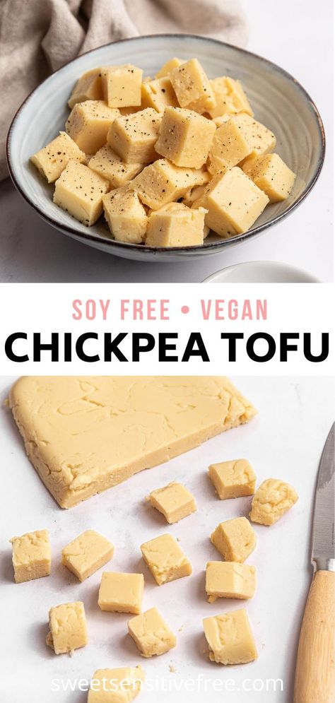 Homemade Tofu Recipes How To Make, Diy Tofu How To Make, No Soy Vegan Recipes, Soy Free Tofu Recipe, Vegan Soy Free Recipes, Chickpea Miso Recipe, How To Make Tofu At Home, Soy Free Vegan Recipes, Chickpea Tofu Recipes