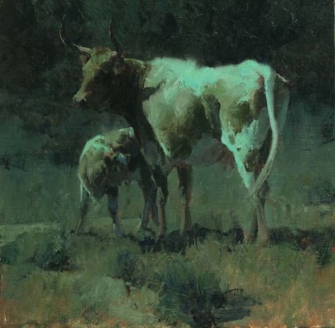 Moonlight Painting, Western Paintings, Wildlife Paintings, Cow Painting, Cowboy Art, Traditional Paintings, Western Art, Boy Art, Horse Art