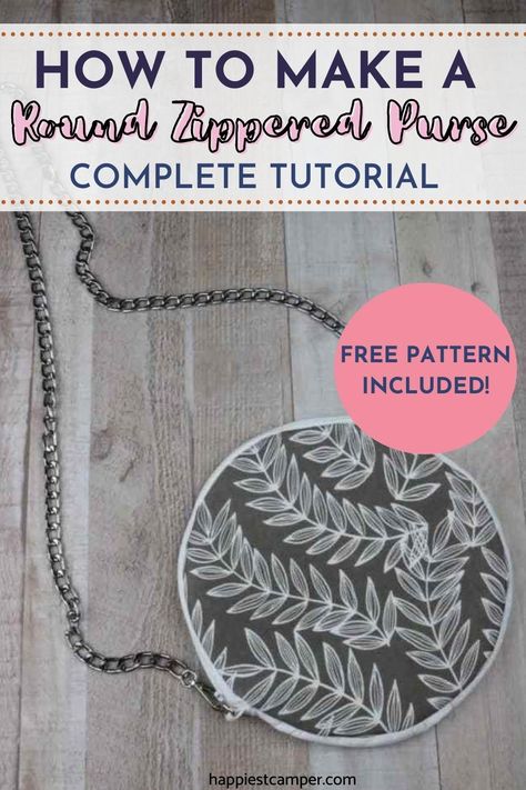 Diy Purse Sewing, Circle Purse Diy, Handmade Round Bag For Everyday Use, Round Purse Pattern, Circle Bag Pattern Sewing, Round Purse Diy, Round Bottom Bag Pattern, Diy Purse No Sew, Diy Round Purse Bag