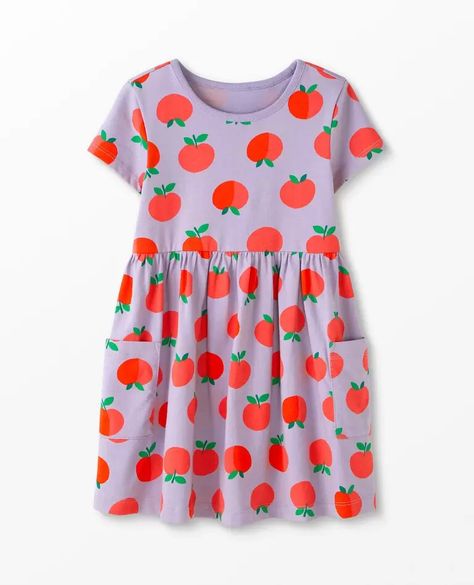 Print Pocket Dress | Hanna Andersson Best Pajamas, Carters Girl, Big Pockets, Gathered Skirt, Hanna Andersson, Pocket Dress, Girl Clothes, Peaches