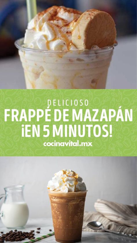 Si quieres darte un gustito para empezar la semana, aprende cómo hacer este delicioso frappé de mazapán ¡con pocos ingredientes y en 5 minutos! Car Snacks, Fruit Slush, Frappe Recipe, Smoothie Shakes, Chocolate Coffee, Coffee Cafe, Frappe, Fun Snacks, Coffee Recipes