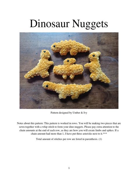 Dino Chicken Nuggets Crochet Pattern, Dino Nuggies Crochet Pattern, Dinosaur Chicken Nugget Crochet Pattern, Dinosaur Chicken Nugget Crochet, Crochet Pocket Dinosaur, Easy Crochet Patterns Amigurumi, Crochet Dinosaur Nugget, Pterodactyl Crochet Pattern, Crochet Dino Chicken Nugget