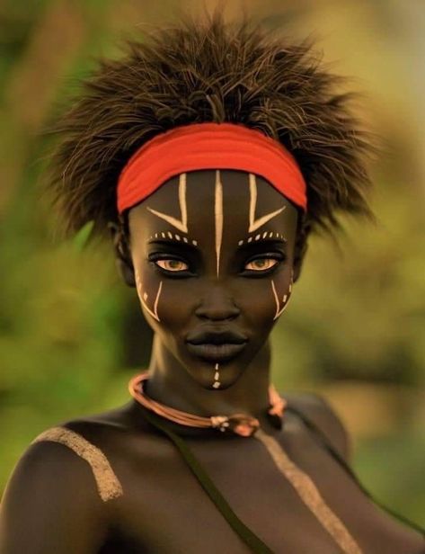 African Face Paint, African Makeup, Afrocentric Art, Face Painting Designs, African People, Afro Art, Fantasy Makeup, African Beauty, Black Women Art