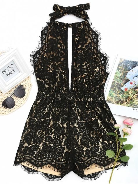 Up to 80% OFF! Low Cut Backless Lace Romper. #Zaful #Jumpsuits #Romper zaful,zaful outfits,zaful dresses,spring outfits,summer dresses,Valentine's Day,valentines day ideas,cute,casual,classy,lace,mesh,fashion,style,bottoms,shorts,jumpsuits,rompers,playsuits,playsuit outfit,dressy jumpsuits,playsuits two piece,two piece outfits,two piece dresses,dresses,printed dresses,sundresses,long sleeve dresses,mini dresses,maxi dresses,lace dress,bohemian dresses @zaful Extra 10% OFF Code:ZF2017 Black Romper Outfit Dressy, Romper Outfit Dressy, Black Romper Outfit, Jumpsuit Backless, Playsuits Outfit, Zaful Dresses, Black Lace Romper, Backless Romper, Outfits Dressy