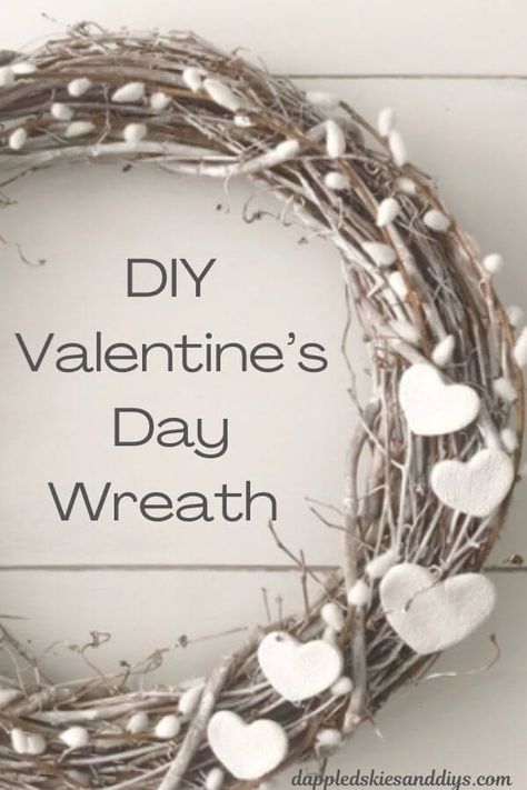 Farmhouse Valentine Decor Diy, Neutral Valentines Day Decor, Neutral Valentines Decor, Heart Wreath Diy, Valentines Handmade, February Decor, Rustic Valentine Decor, Hearts Crafts, Neutral Wreath