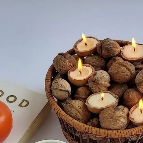 Handmade Candles Design, Candle Design Ideas Creative, Yalda Design Idea, Yalda Design, New Year Candles, Walnut Shell Crafts, Candle Making Recipes, Handmade Candles Diy, Clay Gift Tags