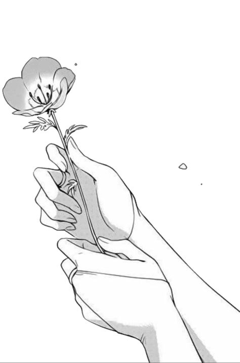 Okyu no Trinity manga girl hand flower cute nice Hand Holding Flower Reference, Holding A Flower Drawing, Girl Holding Flowers Drawing, Holding A Flower Reference, Person Holding Flowers Drawing Reference, Hand Holding Flower Drawing, Holding Flowers Pose Reference, Utahime Aesthetic, Bisnes Ideas