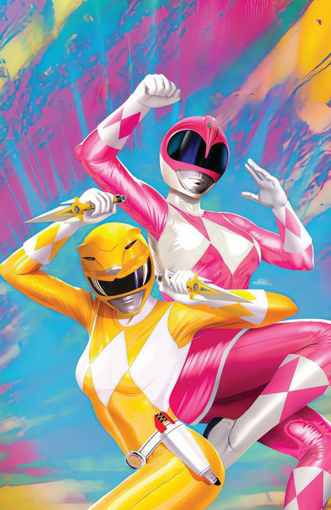 Yellow & Pink Power Rangers by Ariel Diaz Ariel Diaz Art, Yellow Power Ranger, Pink Ranger Kimberly, Power Rangers Pink, Power Ranger Black, Yellow Ranger, Power Rangers Ninja Steel, Saban's Power Rangers, Pink Ranger