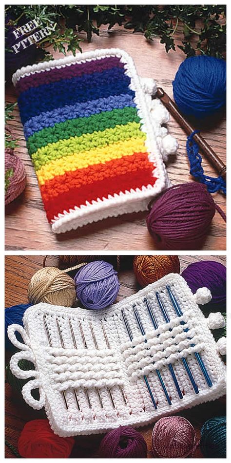 Crochet Star Stitch Hook Case Free Crochet Patterns Diy Crochet Hook Case, Crochet Hook Case Tutorial, Crochet Hook Case Pattern, Crochet Hook Sizes Chart, Crochet Needle Case, Crochet Hook Storage, Diy Crochet Hook, Crochet Hook Organizer, Crochet Hook Handles