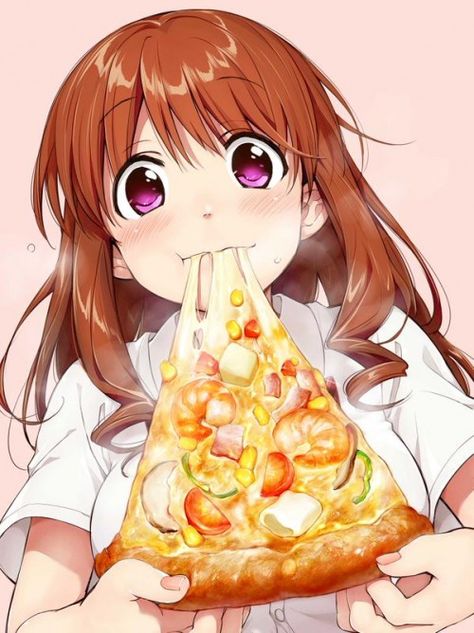 Top 10 Cooking/Food Anime List [Best Recommendations] Pizza Drawing, Eating Pizza, Anime Food, Girl And Boy, Food Drawing, Anime Kawaii, Manga Girl, 그림 그리기, Manga Art