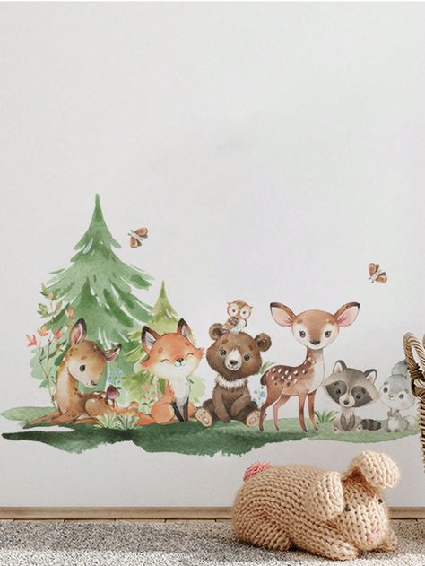 Watercolour Forest, Watercolour Woodland, Woodland Wall Decals, Forest Animals Theme, Diy Kids Room Decor, Nursery Rooms, Woodland Wall, Woodland Animal Nursery, Childrens Wall Stickers