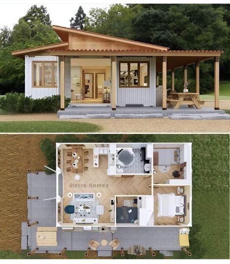 Farm Architecture, Modern Mexican Home, Small House Blueprints, Small House Layout, Cabin House, Modern Office Design, Container House Plans, Container Home, Tiny Spaces