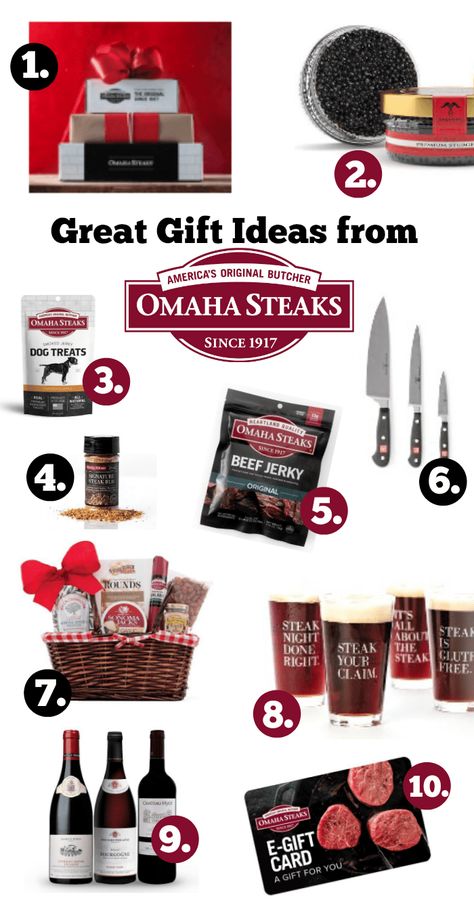 Great Gift Ideas from Omaha Steaks #giftideas #OmahaSteaks #OmahaSteaksAmbassador Steak Gift Basket Ideas, Steak Gift Basket, Steak Gift Box, Smoked Jerky, Steak Gift, Omaha Steaks, Milk Dessert, Gift Ideas For Everyone, Julian Edelman