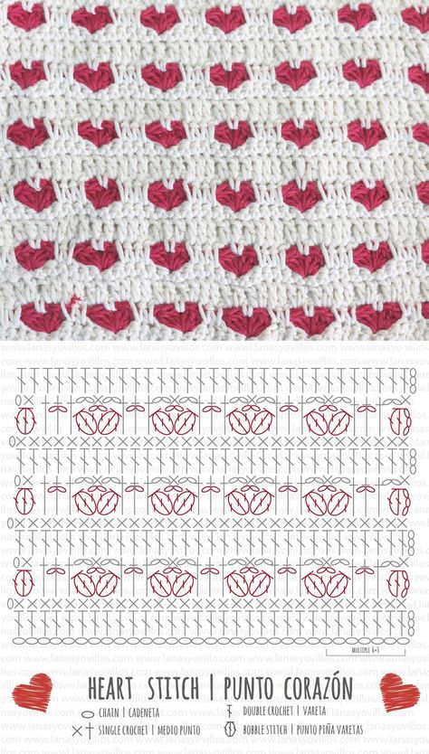 Heart stitch crochet pattern, with chart and video tutorial step by step. In English. ¡También en Esapañol! Crochet Pattern Charts Free, Heart Motif Crochet, Crochet Mesh Stitch Diagram, Read Crochet Diagram, Crochet Pattern Guide, Crochet Hearts Pattern, Heart Stiches Crochet, Crochet Diagrams Free Charts, Crochet Heart Pattern Diagram