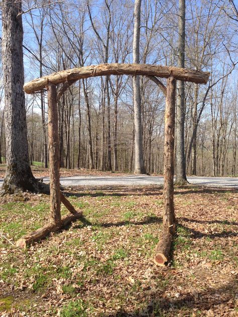 Cedar Wedding Arch made for a special couple... Tree Wedding Arch, Wood Wedding Arch, Branch Arch Wedding, Wood Wedding Arches, Cedar Arbor, Backyard Wedding Decorations, Diy Wedding Arch, Wedding Arbors, Wedding Arch Rustic