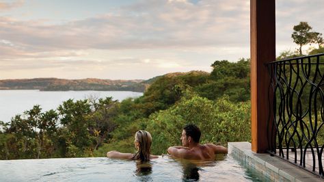 CR - Enjoy the view over the Papagayo Peninsula from your private pool at the Four Seasons. Best Honeymoon Locations, Best Honeymoon Resorts, Costa Rica Luxury, Costa Rica Resorts, Europe Honeymoon, Honeymoon Inspiration, Treehouse Hotel, Honeymoon Locations, Honeymoon Places