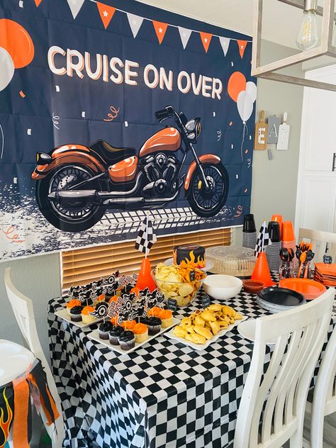 1st Birthday Motorcycle Theme, Motorcycle 1st Birthday Party, Motorcycle Birthday Theme, First Birthday Motorcycle Theme, Harley Davidson First Birthday Party, Harley Birthday Party, Motorcycle Party Ideas Kids, Harley Davidson 1st Birthday Party, Harley Davidson Themed Birthday Party