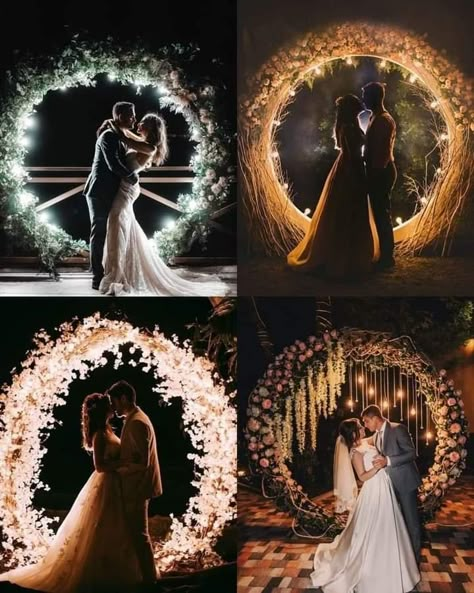 Photos With Lights, Evening Wedding Ceremony, Night Wedding Photos, Forest Theme Wedding, Dream Wedding Decorations, Enchanted Forest Wedding, Boda Mexicana, Wedding Picture Poses, Night Wedding